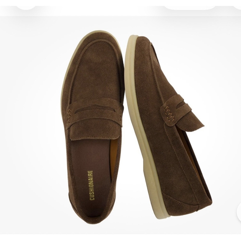 Cushionaire Men's Selby Genuine Leather Slip-On Casual Penny Size 13 Brown Suede